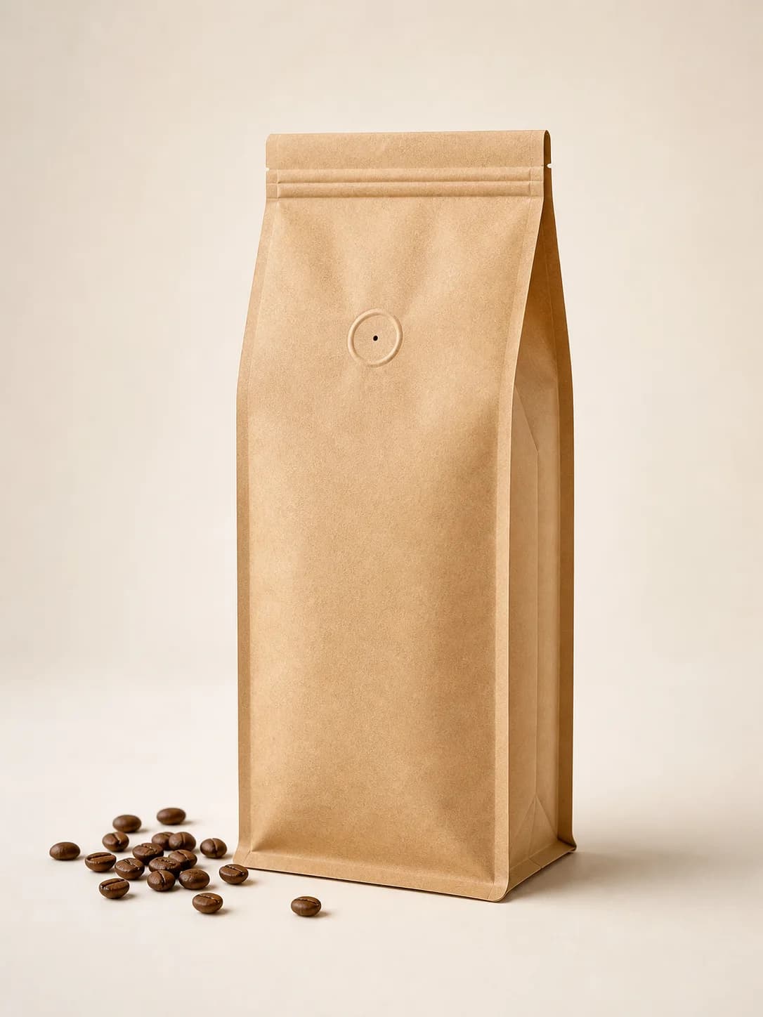 Tall kraft unbranded side gusset coffee bag with degassing valve
