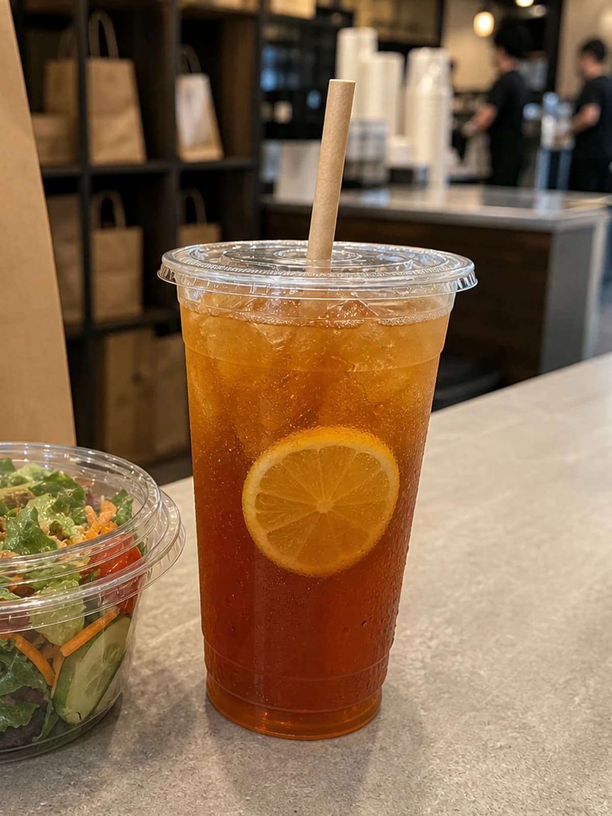 [1,000 ct] 24 oz Clear Plastic Cold Cups | PET | 98 mm in use case scene